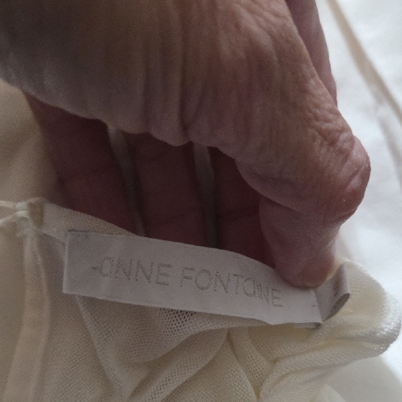 Anne Fontaine Sheer Pleated Corset-Style Blouse – Ivory Mesh Top Size 40 - Picture 9 of 11